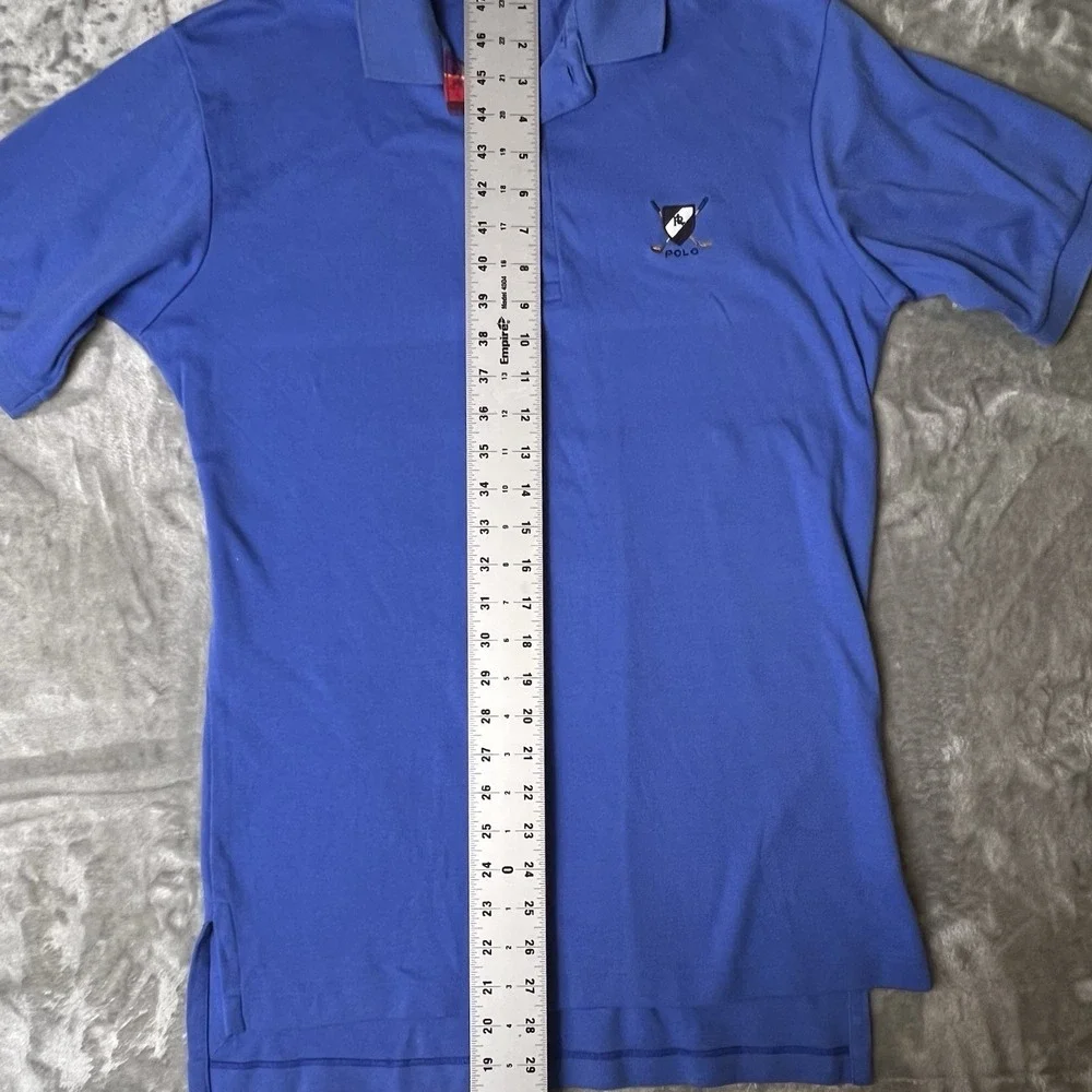 Polo Ralph Lauren Mens Blue Golf Crest Plaid Placket Polo Shirt Small